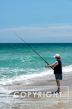 Surf fishing at Ft Fisher along the southern coast of North Carolina.