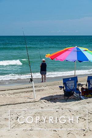 Surf fishing at Ft Fisher along the southern coast of North Carolina.